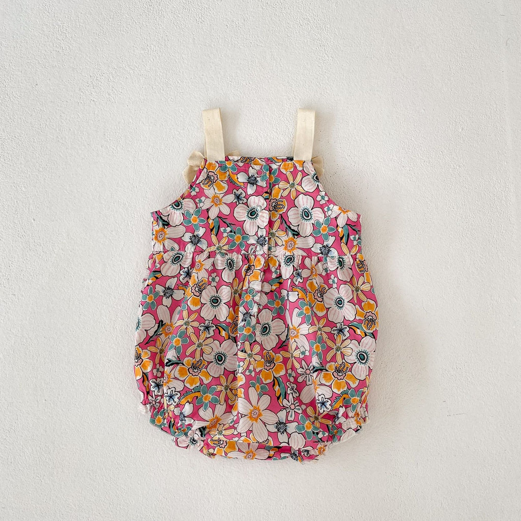 Pibi Infant Girls Sleeveless Floral Bodysuit Dress Pink/Cream 22277