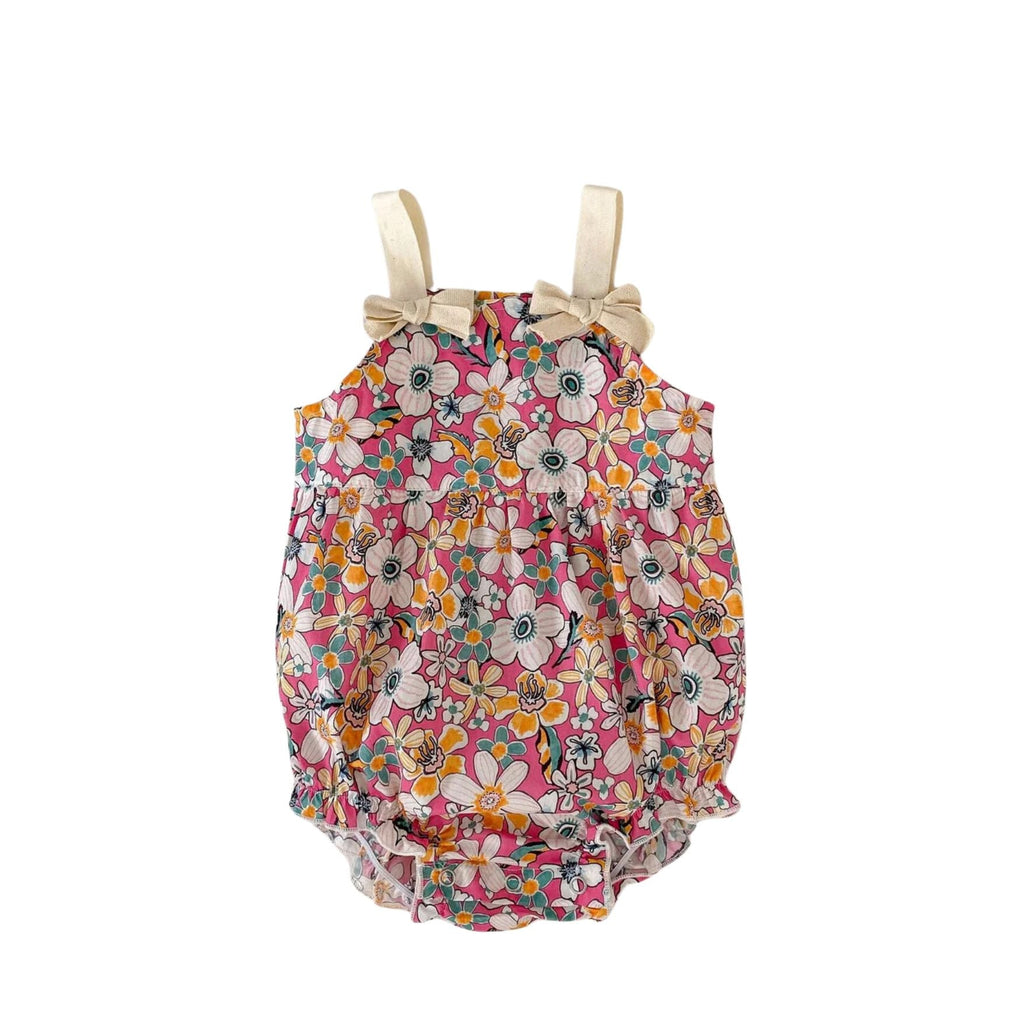 Pibi Infant Girls Sleeveless Floral Bodysuit Dress Pink/Cream 22277