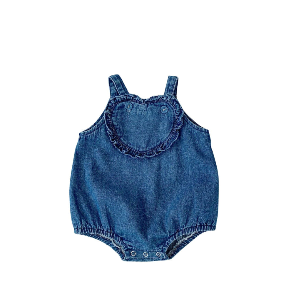 Pibi Infant Girls Sleeveless Denim Romper Blue 62111