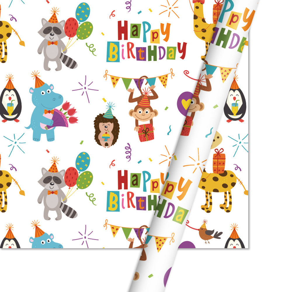 Pibi Jungle Safari & Happy Birthday Gift Wrapping Paper 50 x 70 cm Multicolor Peekaboo