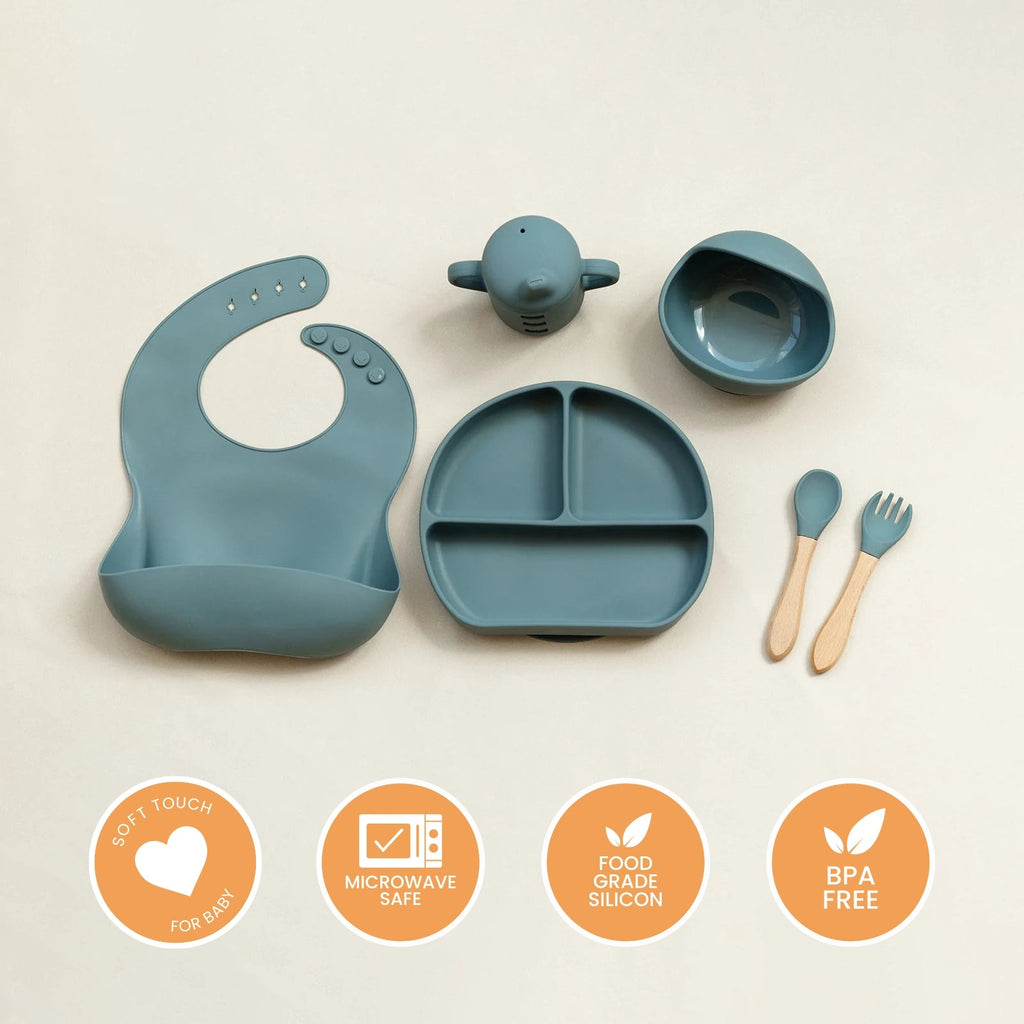 Pibi Kids Complete Feeding Set of 5 Blue Age- 6 Months & Above