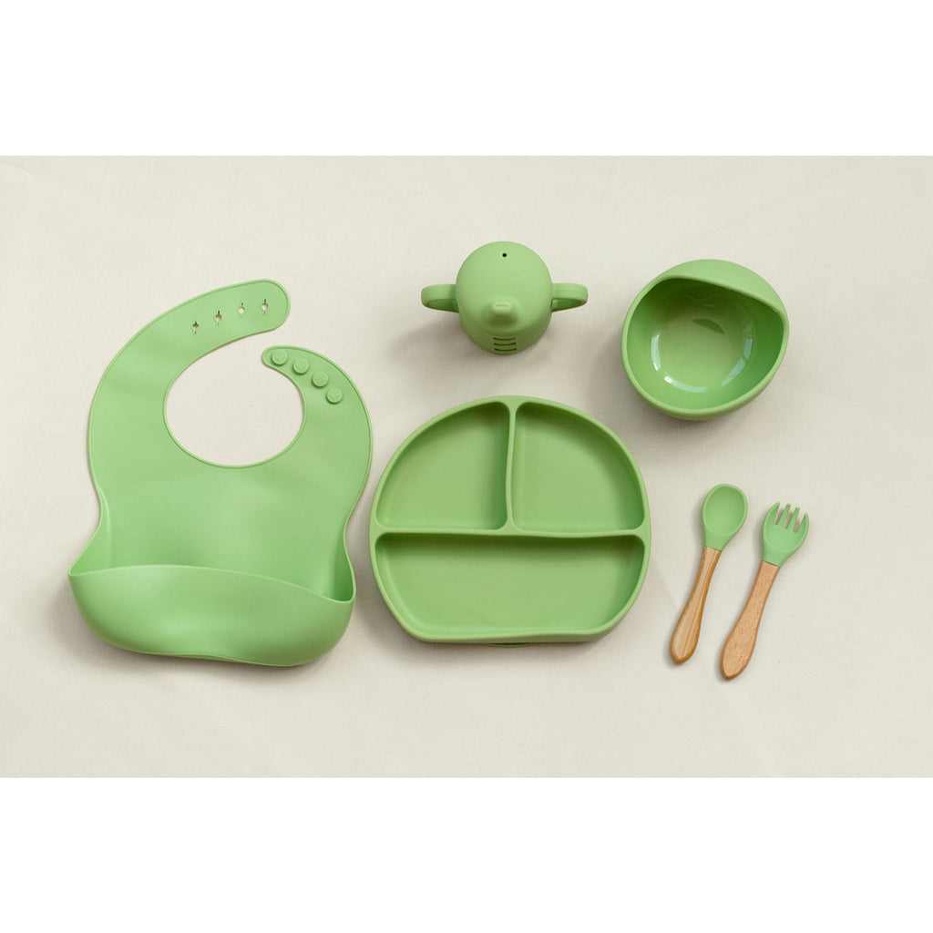 Pibi Kids Complete Feeding Set of 5 Green Age- 6 Months & Above