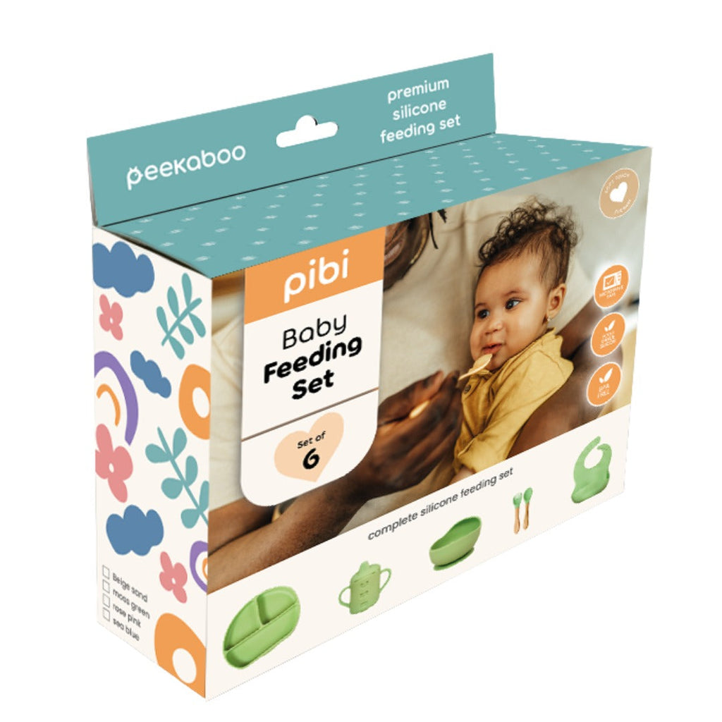 Pibi Kids Complete Feeding Set of 5 Green Age- 6 Months & Above