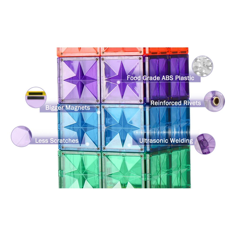 Pibi MNTL  72 Pieces Road Trip Magnetic Tiles Toy Set (Classic)  Age- 3 Years & Above