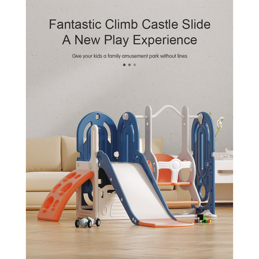 Pibi Multifunctional Playset- Climb, Slide & Swing Blue/Grey Age- 12 Months to 7 Years