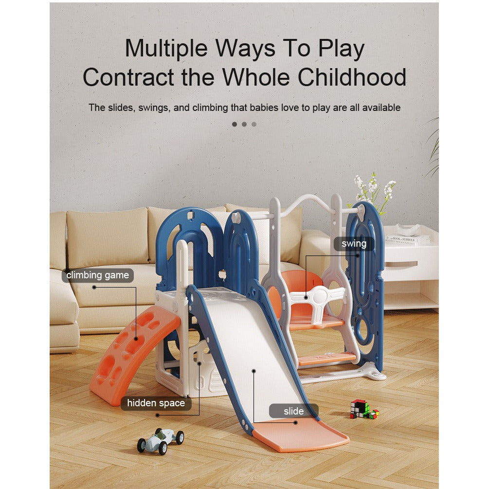 Pibi Multifunctional Playset- Climb, Slide & Swing Pink/Grey Age- 12 Months to 7 Years