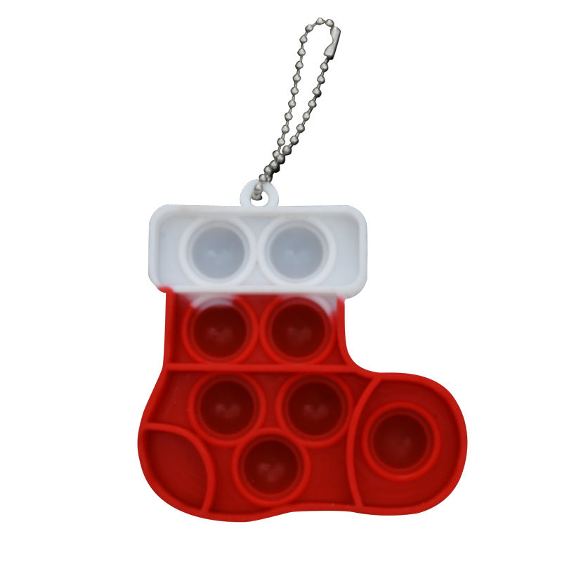 Pibi Pop It Christmas Stocking Fidget Keychain 8X8Cm Red/White Age- 3 Years & Above