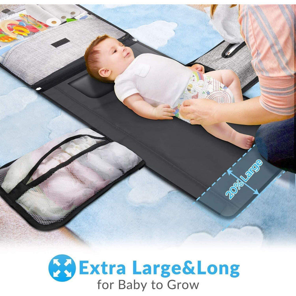 Pibi Portable & Waterproof Baby Diaper Changing Mat Travel Kit with Storage Pockets (35 x 22 cm) Grey Age- Newborn & Above
