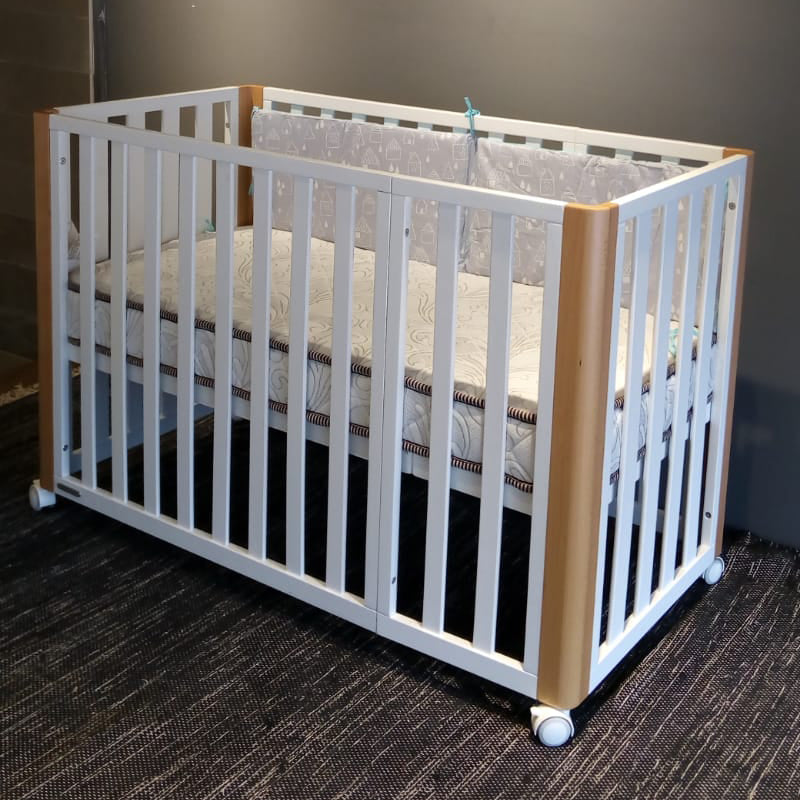Pibi Premium Star and Checks Themed Reversible Cot Bumper Blue/Grey (120 X 30 cm) Age- Newborn & Above