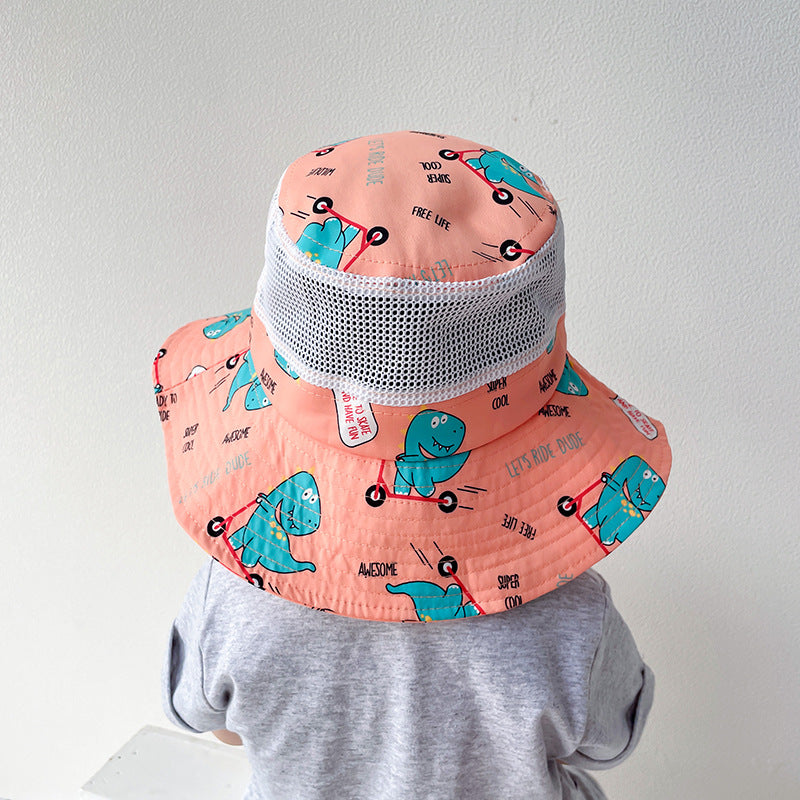 Pibi Printed Kids Mesh Fisherman  Hat Peach/Blue Age- 2 Years & Above 