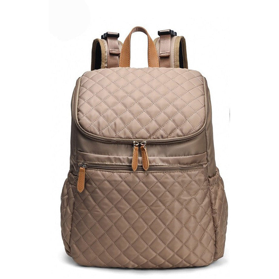 Pibi Quilted Multipurpose Diaper Backpack with inbuilt Stroller Hooks Brown
