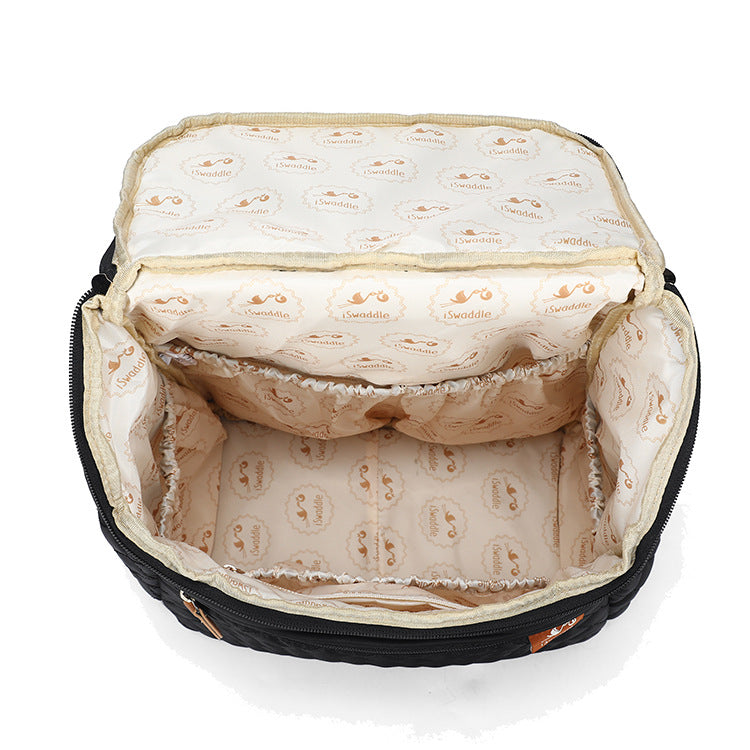 Pibi Quilted Multipurpose Diaper Backpack with inbuilt Stroller Hooks Brown