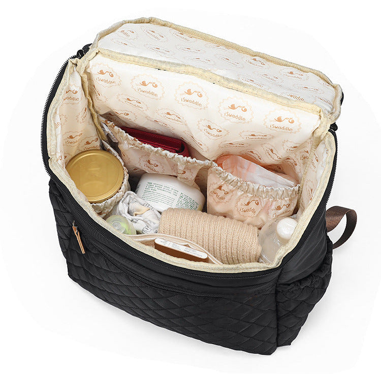 Pibi Quilted Multipurpose Diaper Backpack with inbuilt Stroller Hooks Brown