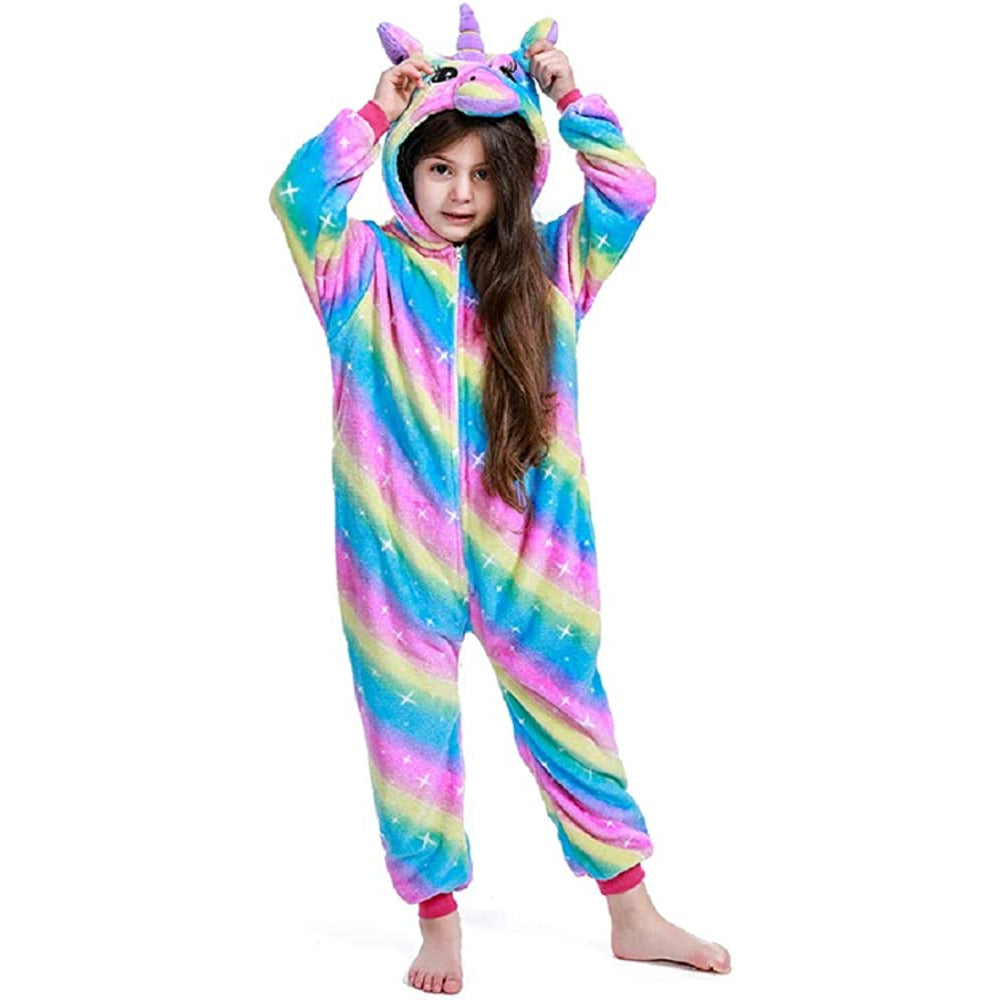 Pibi Rainbow & Unicorn Onesie Flannel Pajamas Set Age- 2 Years & Above