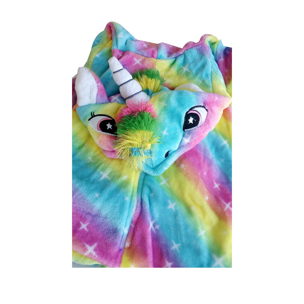 Pibi Rainbow & Unicorn Onesie Flannel Pajamas Set Age- 2 Years & Above