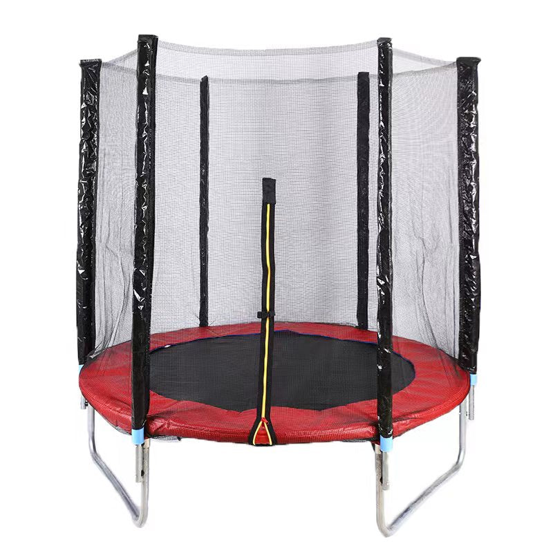 Pibi Round Jump & Bounce Trampoline 8 Feet with Safety Enclosure Net & Ladder Red/Black Age- 3 Years & Above