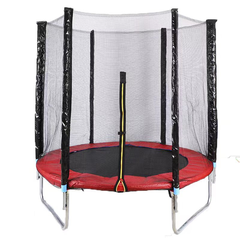 Pibi Round Jump & Bounce Trampoline with Safety Enclosure Net & Ladder 6 Feet Red/Black Age- 3 Years & Above