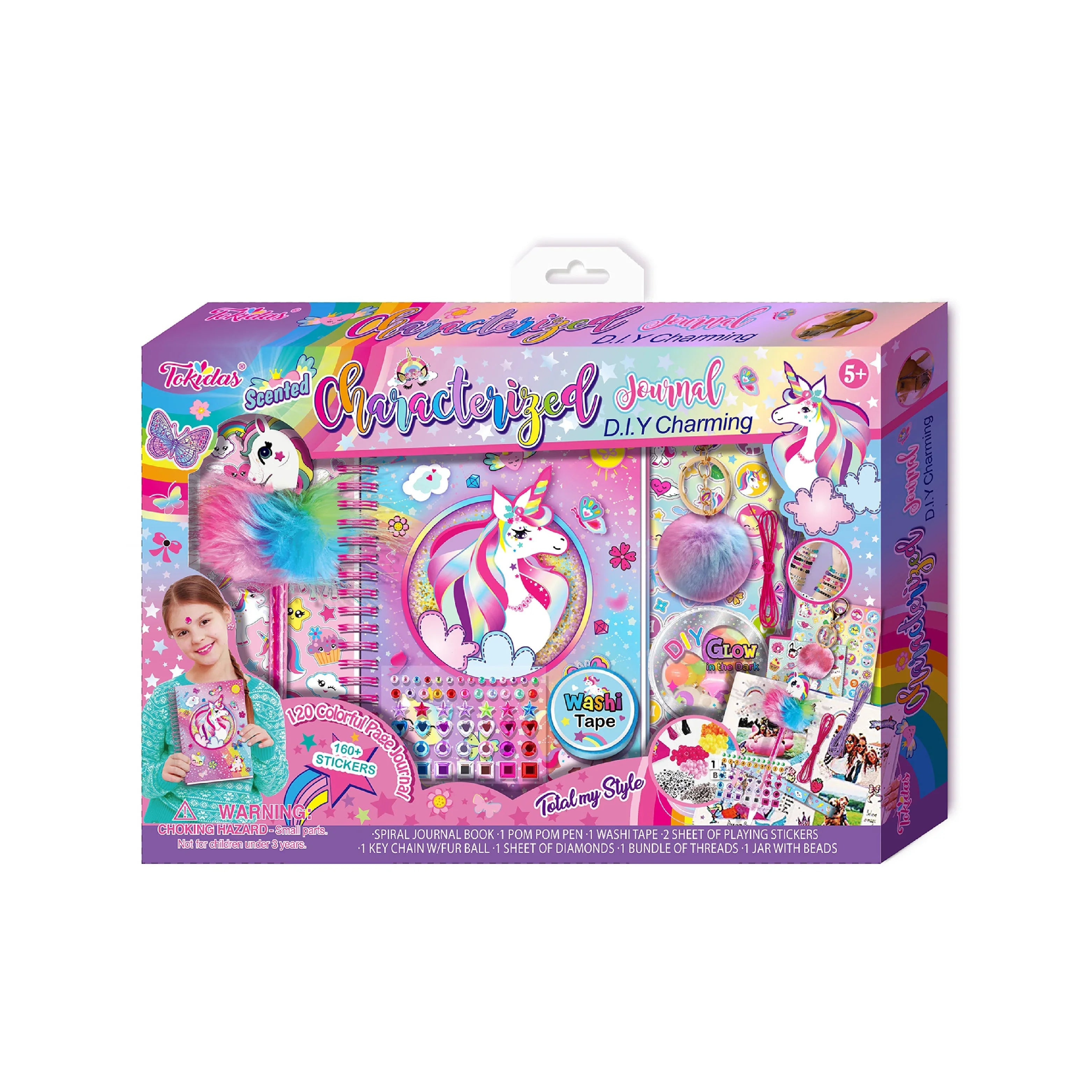 Pibi Unicorn Scented Charecterized Secret Message Journal Set DIY Kit with 160+ Stickers Multicolor Age- 4 Years & Above