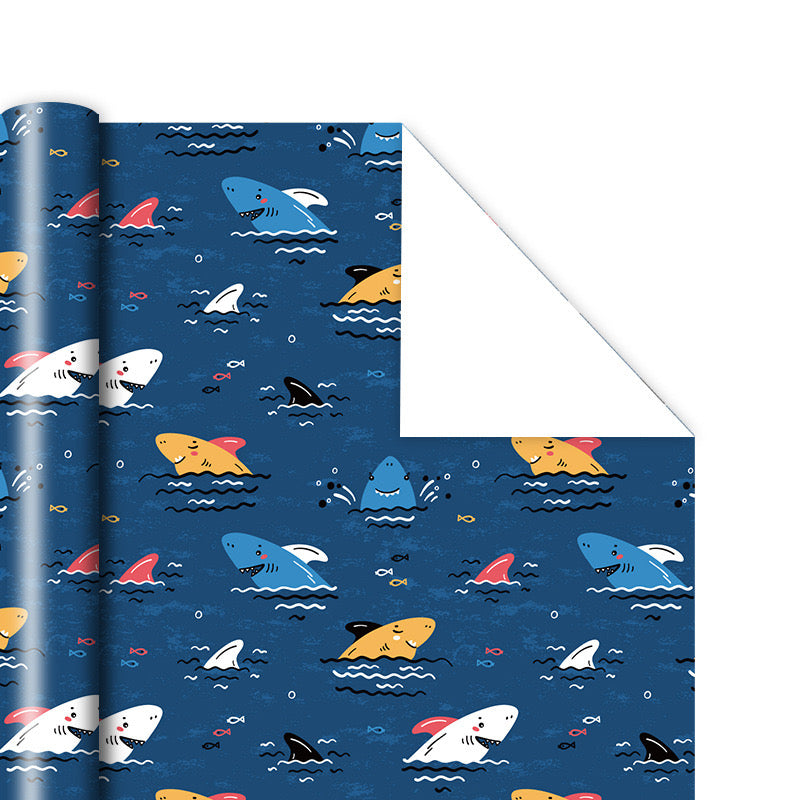 Pibi Sharks Gift Wrapping Paper 50 x 70 cm Dark Blue