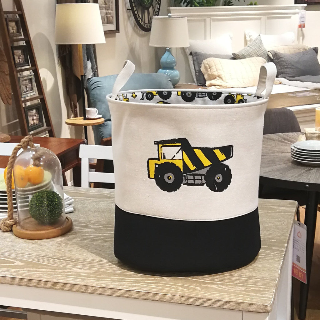 Pibi Toy Construction Trucks Printed  Laundry Bag White/Black Age- Newborn & Above