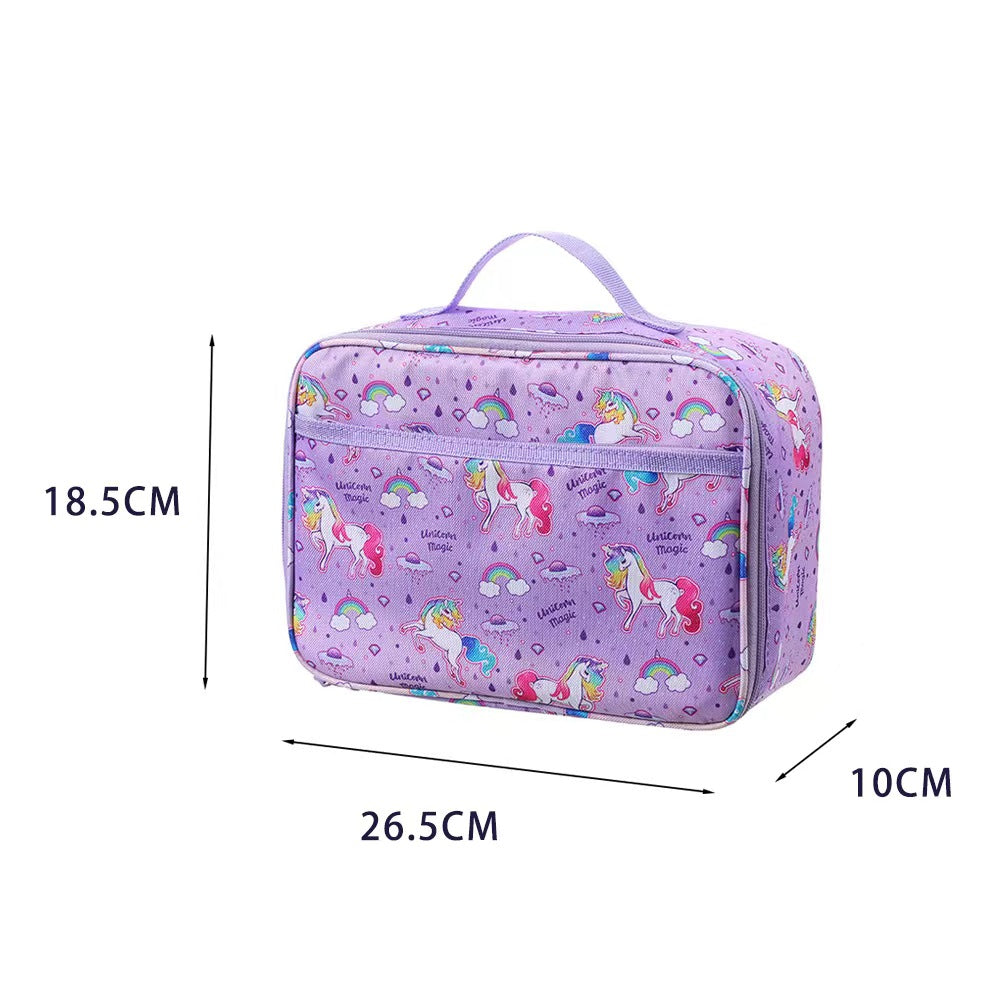 Pibi Unicorn Magic Kids Lunch Bag & Stationery Kit (26.5 x 18.5 cm) Purple Age- Newborn & Above