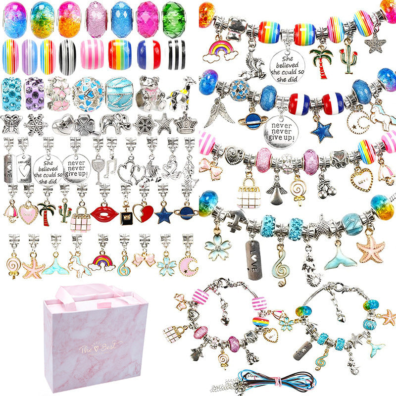 Pibi Unicorn & Mermaid 64 Pieces Bracelet Kit with Charms Purple Age- 7 Years & Above 