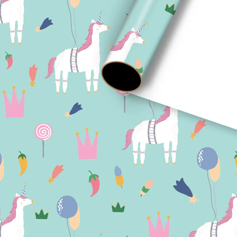 Pibi Unicorn Wrapping Paper 50 x 70 cm Blue & Pink