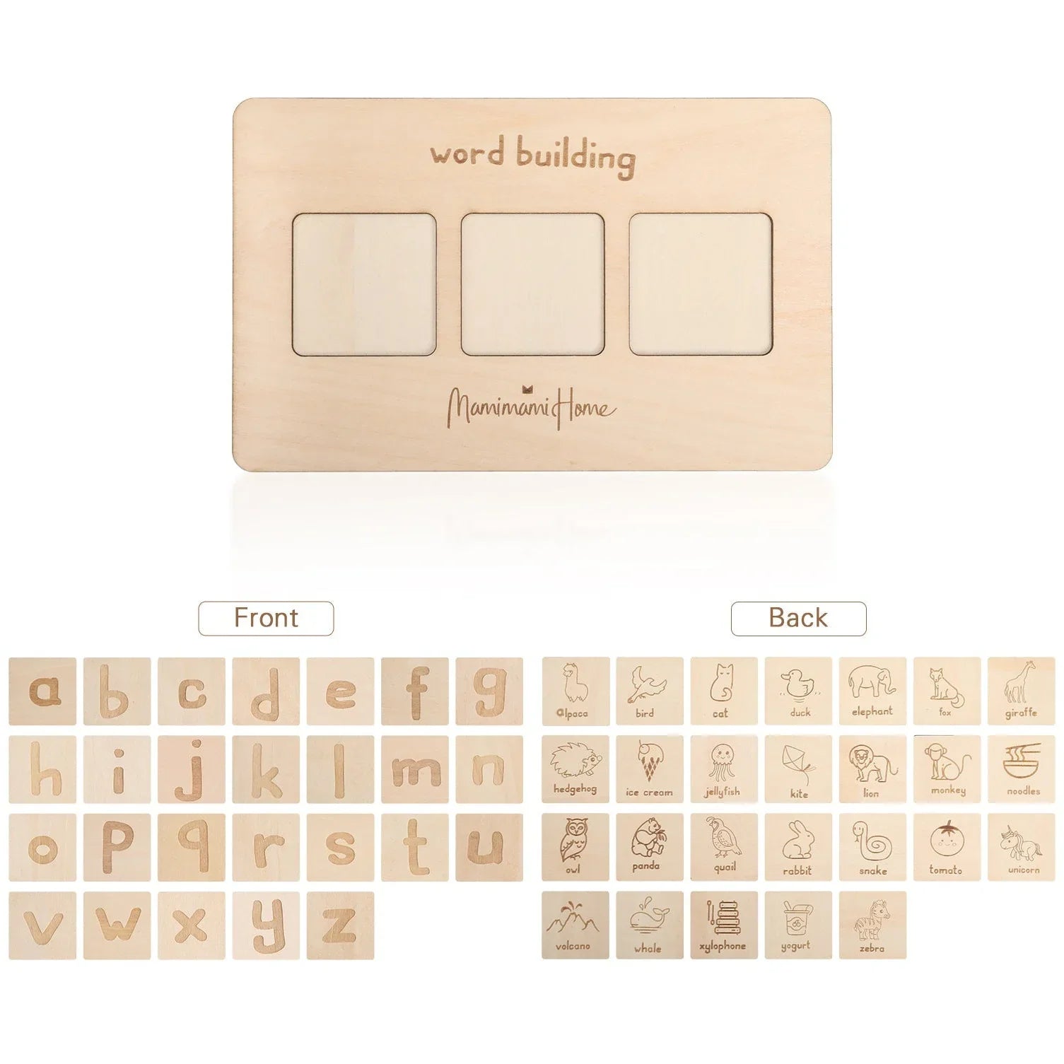 Pibi Wooden Alphabet Word Forming Learning Board (27 Pieces) Natural Age- 3 Years & Above