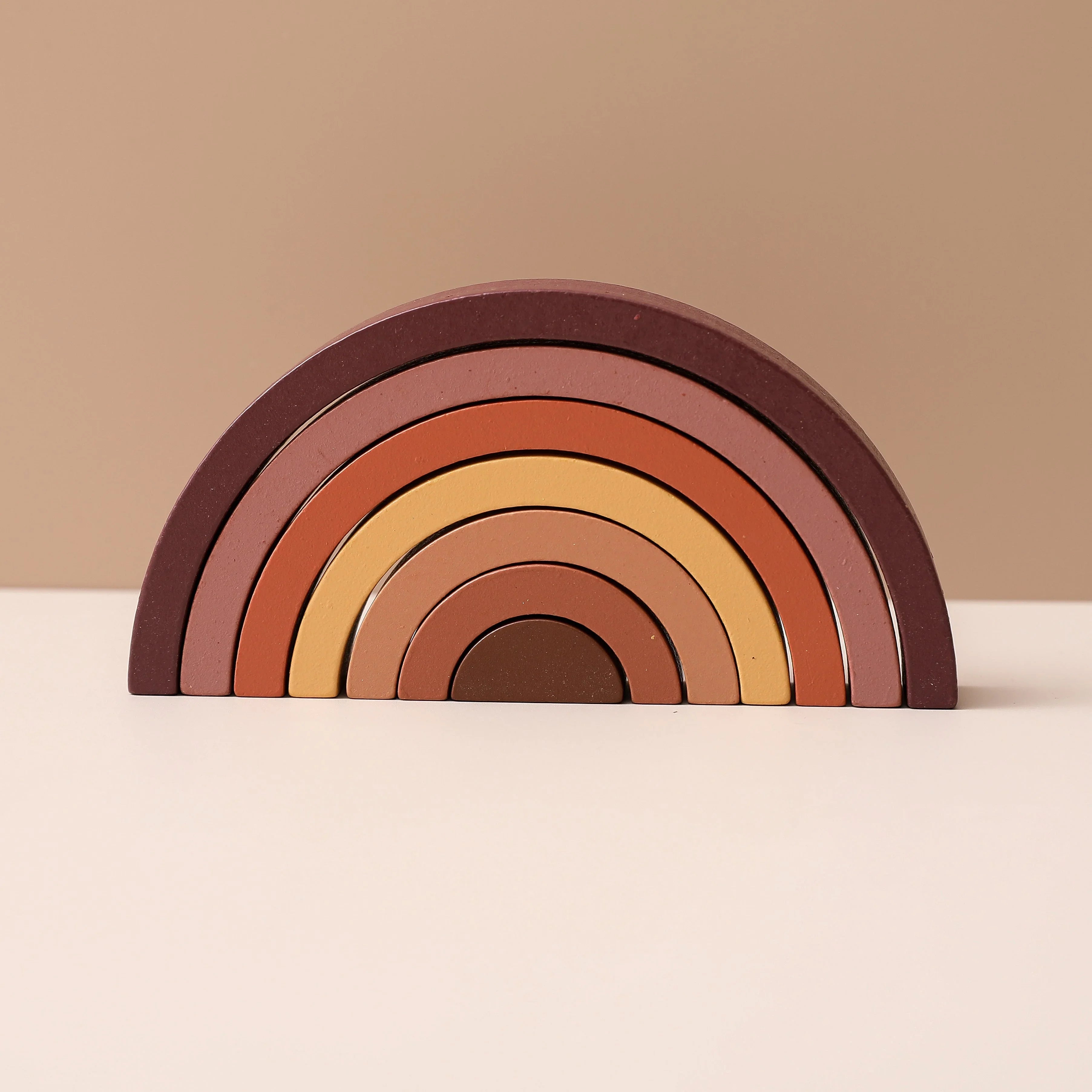 Pibi Wooden Rainbow Stacker Building Blocks Mocha Brown Age- 2 Years & Above