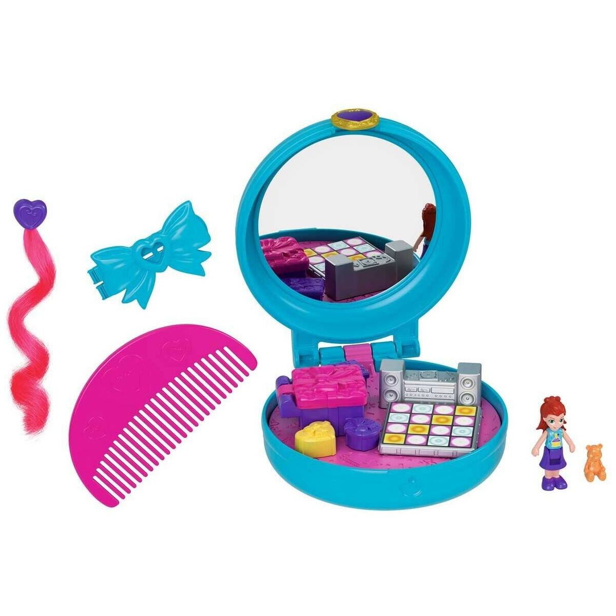 Mattel Polly Pocket Micro Clip Comb Birthday Compact Playset