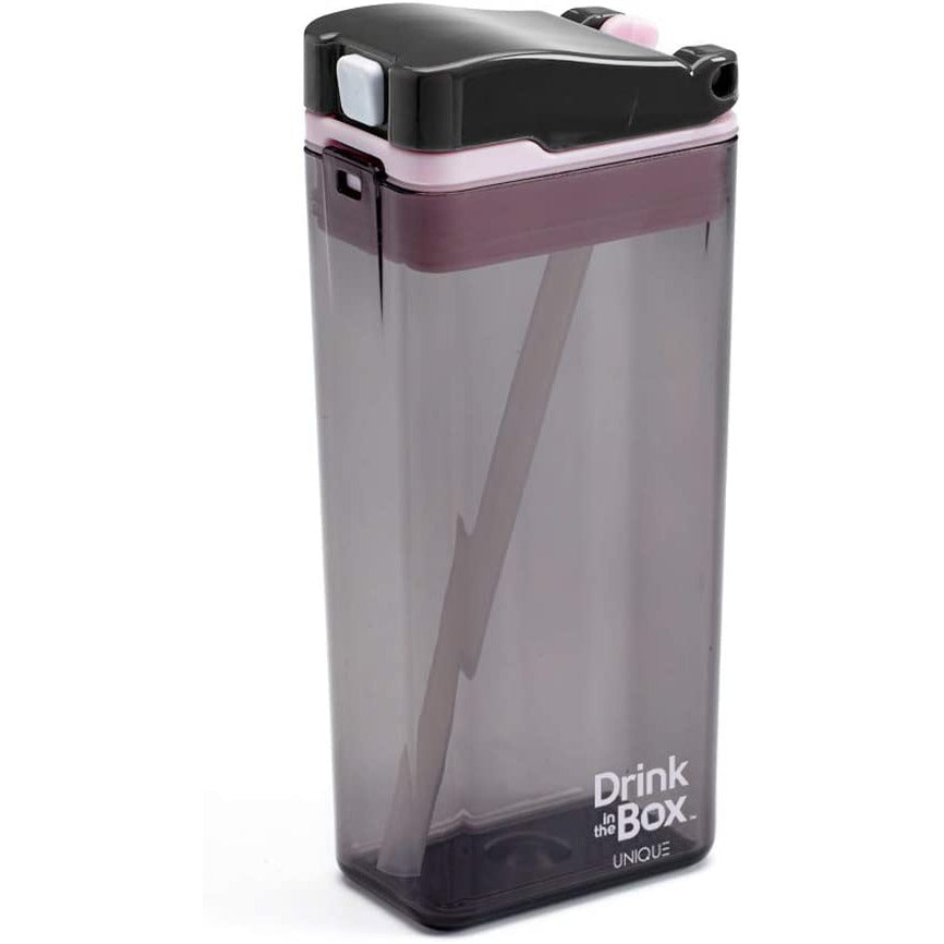 Precidio Drink in the Box Eco-Friendly Reusable Drink and Juice Box Container 12oz Grey/Pink