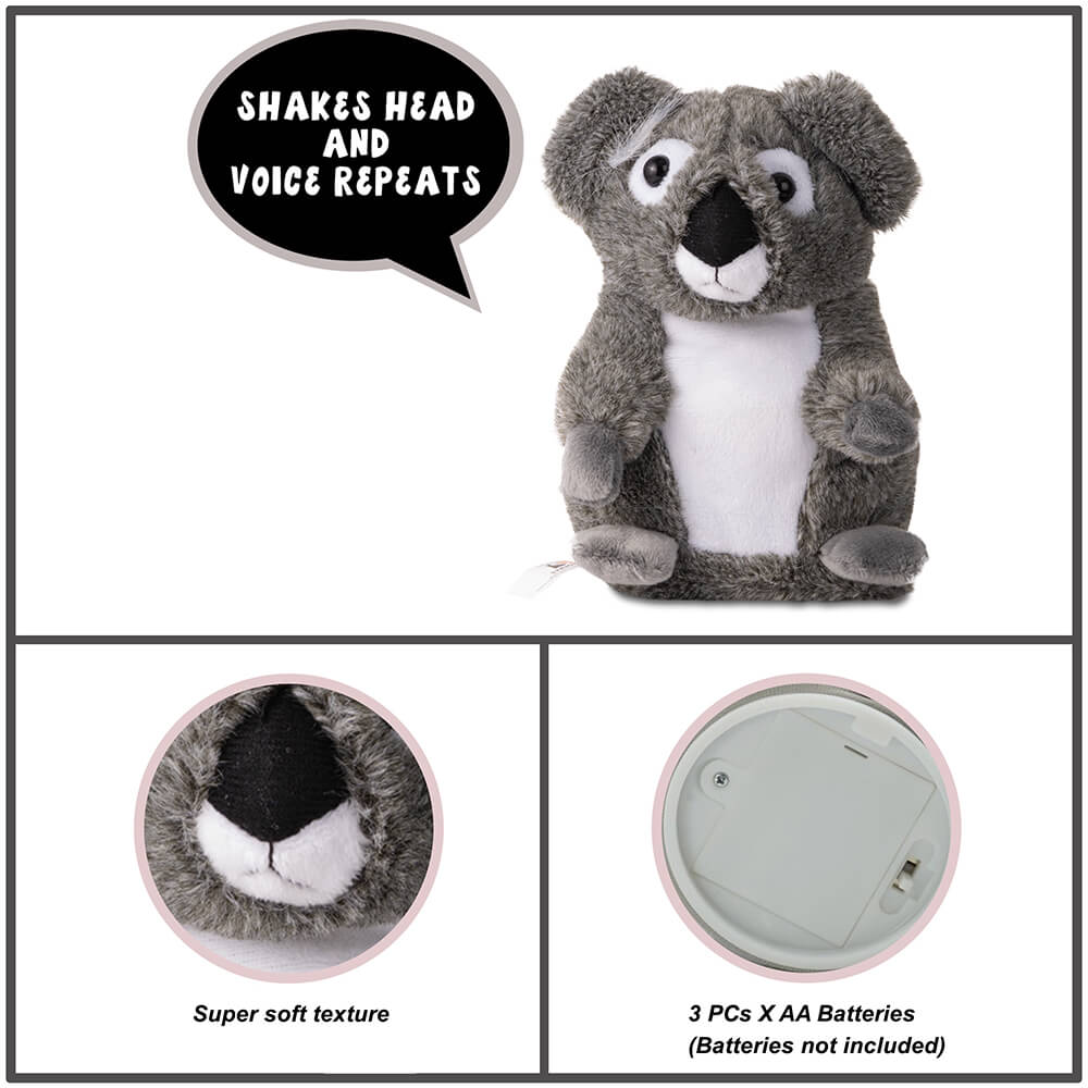 Pugs At Play Joey Talking Koala Plush Toy Grey Age- 2-3 Years