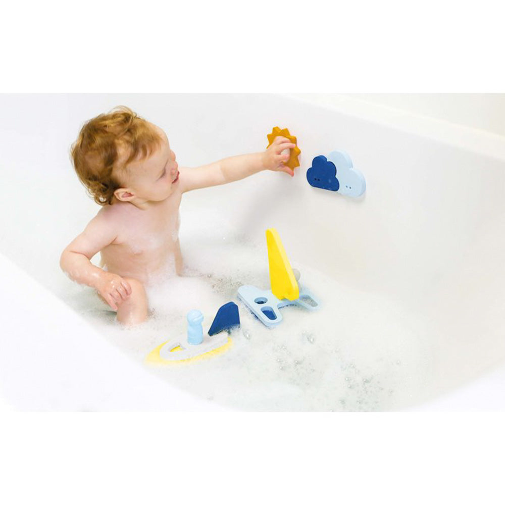 Quut Quutopia Sail Away Bath Puzzle 3D Blue/Yellow Age- 10 Months & Above