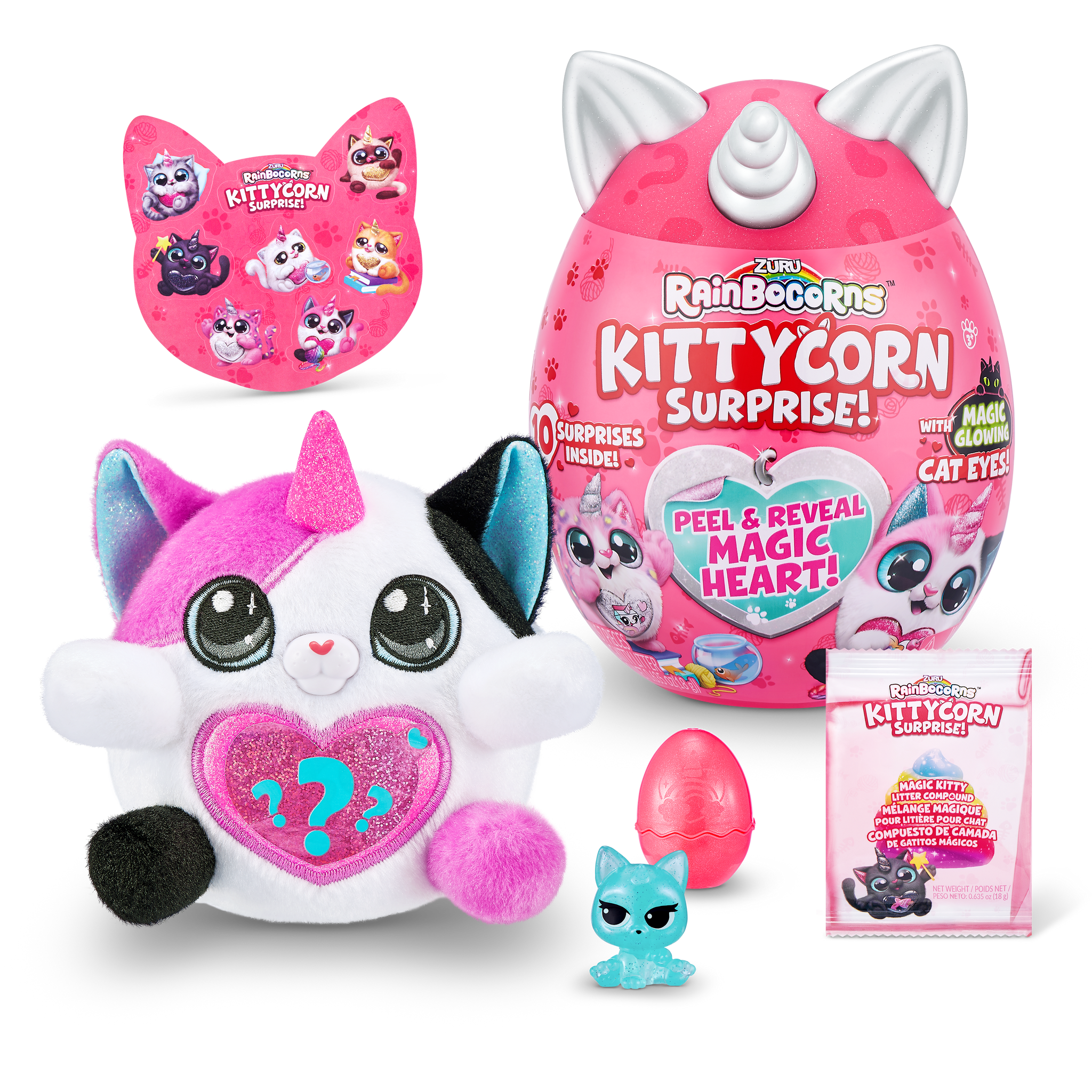 Rainbocorns Kittycorn Collectible Plush Toy Set with 10 Surprises