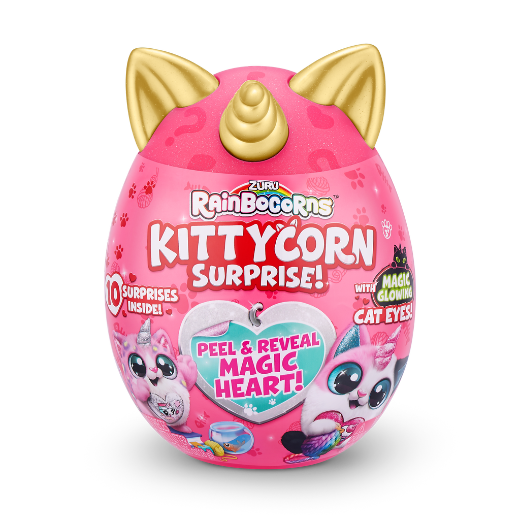 Rainbocorns Kittycorn Collectible Plush Toy Set with 10 Surprises Inside- Peek & Reveal Magic Hearts- Multicolor Age- 3 Years & Above