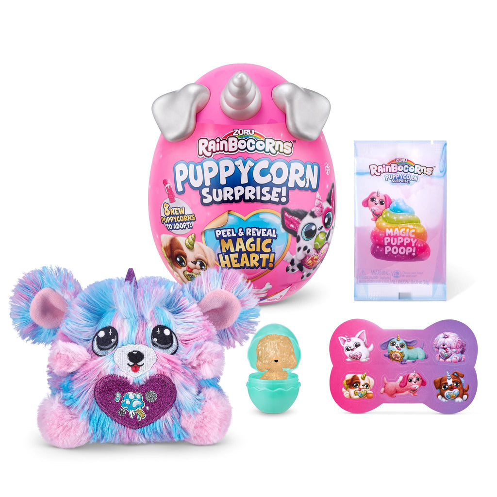 Rainbocorns Puppycorn Collectible Plush Toy Set- Peek & Reveal Magic Hearts- Multicolor Age- 3 Years & Above