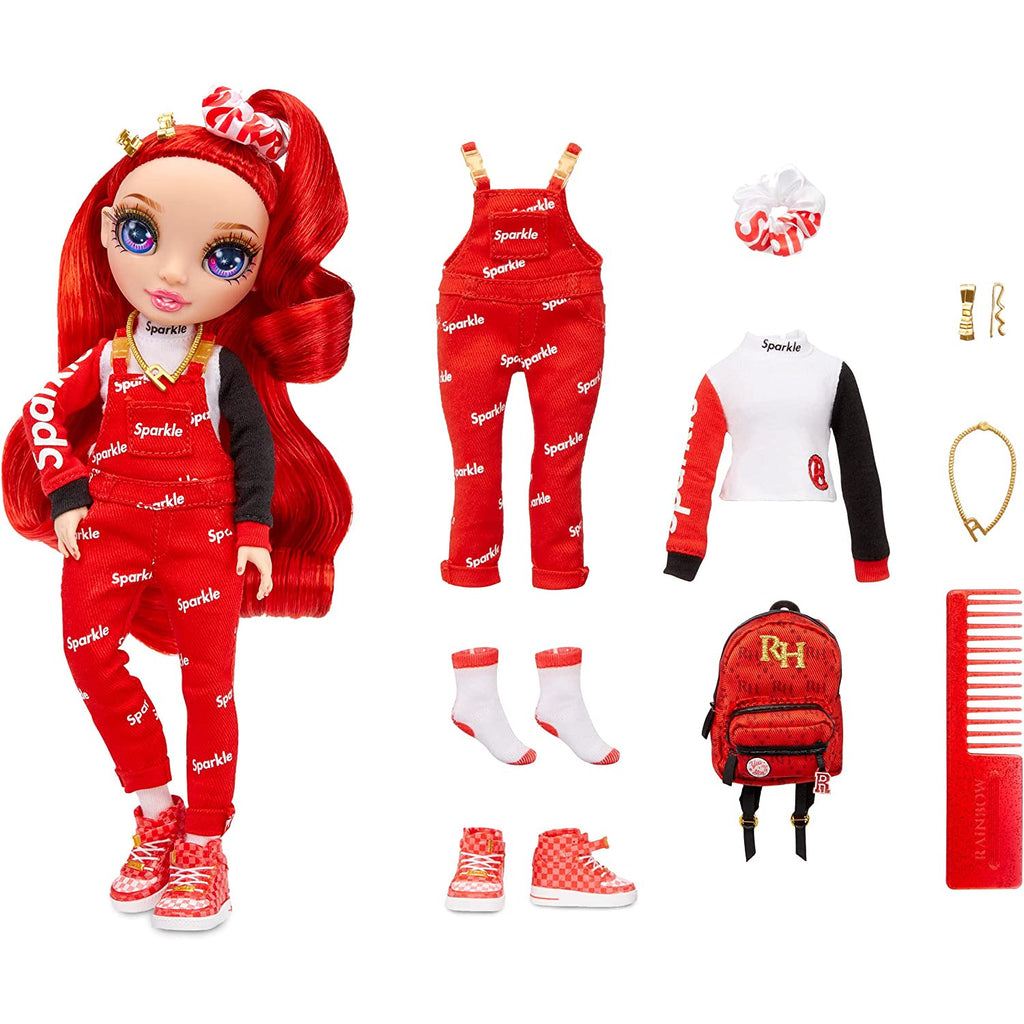 Rainbow High Junior High Fashion Ruby Anderson- 9-inch RED Fashion Doll with Accessories  Multicolor Age- 3 Years & Above