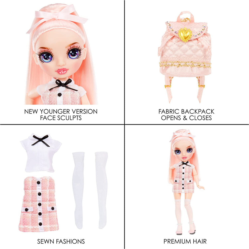Rainbow High Junior High Series 2 Bella Parker- 9-inch Pink Fashion Doll with Doll Accessories Multicolor Age- 3 Years & Above