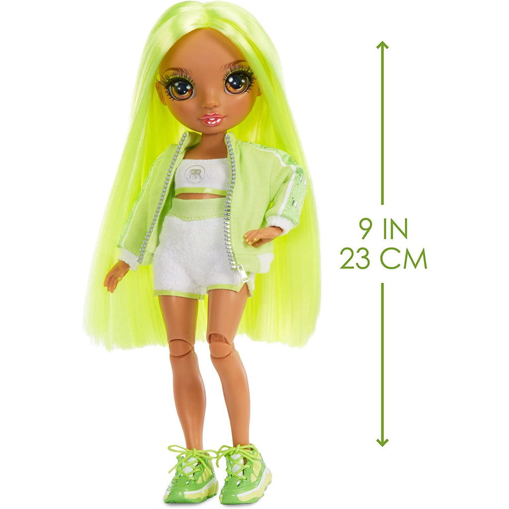 Rainbow High Junior High Series 2 Karma Nichols- 9-inch NEON Green Fashion Doll with Doll Accessories  Multicolor Age- 3 Years & Above