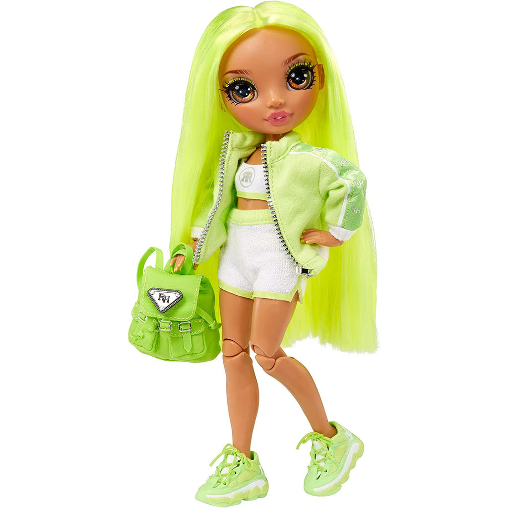 Rainbow High Junior High Series 2 Karma Nichols- 9-inch NEON Green Fashion Doll with Doll Accessories  Multicolor Age- 3 Years & Above