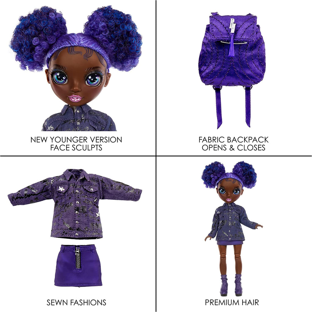 Rainbow High Junior High Series 2 Krystal Bailey- 9-inch Purple Fashion Doll with Doll Accessories Multicolor Age- 3 Years & Above