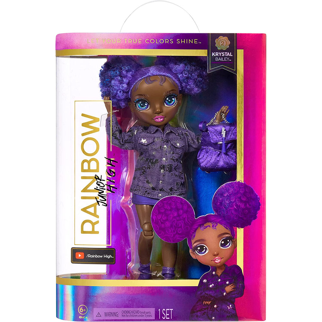 Rainbow High Junior High Series 2 Krystal Bailey- 9-inch Purple Fashion Doll with Doll Accessories Multicolor Age- 3 Years & Above