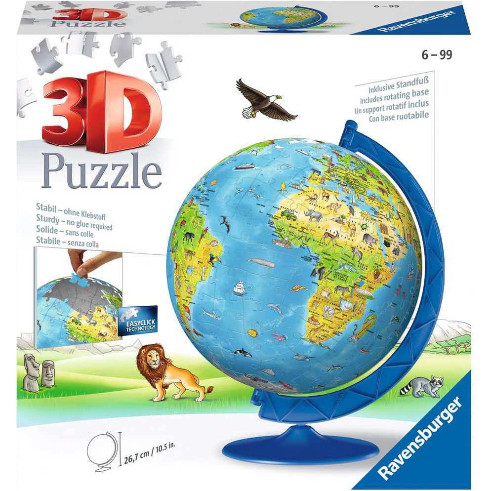 Ravensburger Children's World Globe 3D Puzzle with 180 Pieces Age- 7 Years & Above
