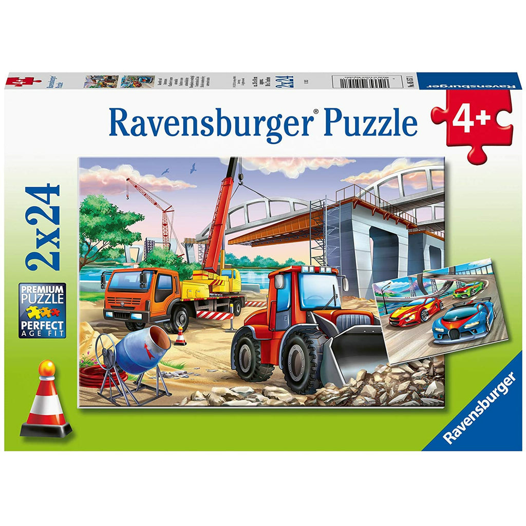 Ravensburger Construction & Cars Puzzle 2 x 24 Pieces 4Y+