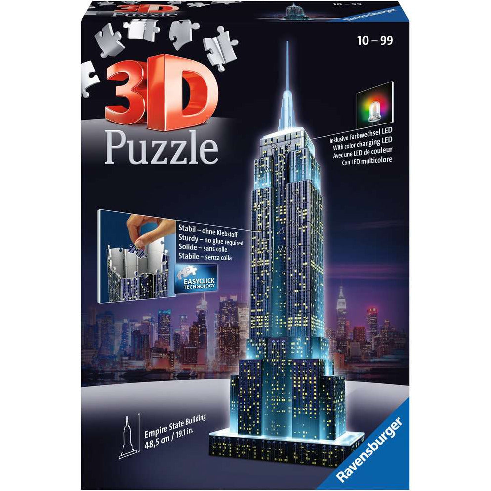 Ravensburger Empire State Building Night Edition 3D Puzzle 216 Pieces Age- 7 Years & Above