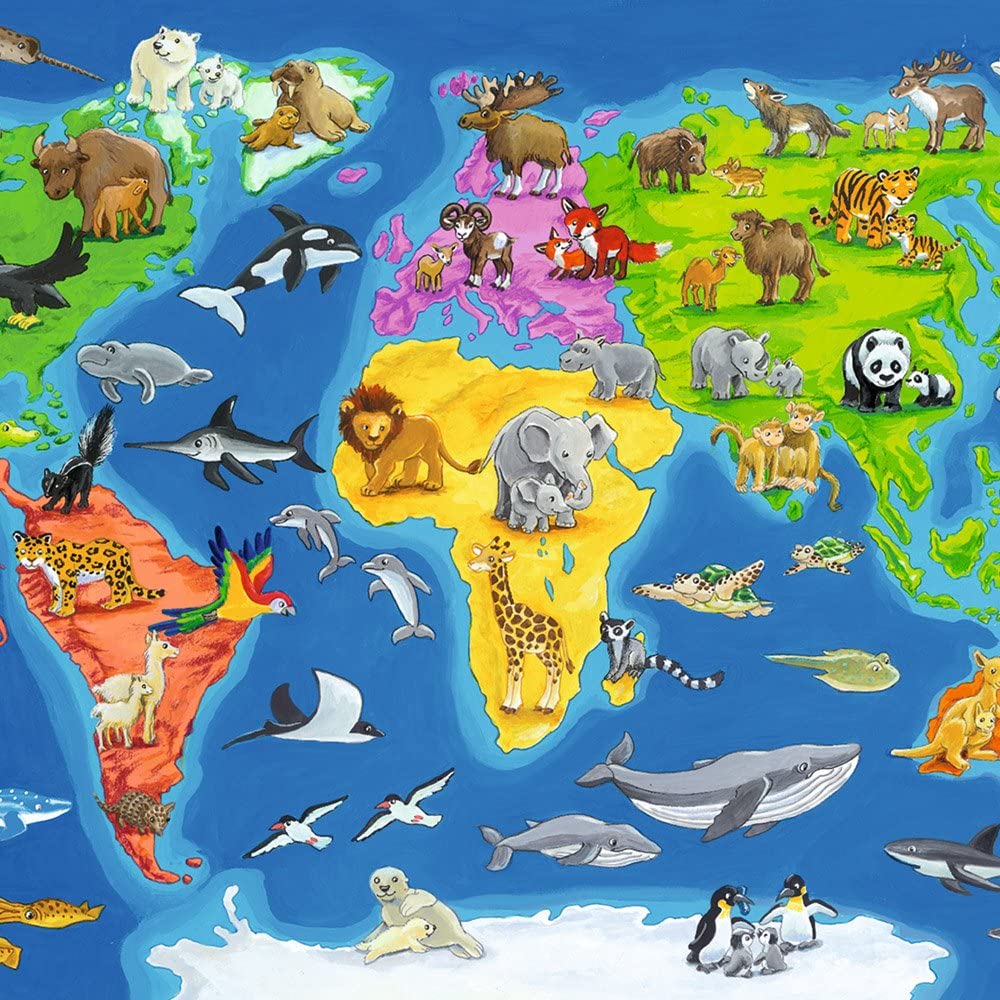 Ravensburger World Map With Animals Puzzle 30 Pieces 4Y+