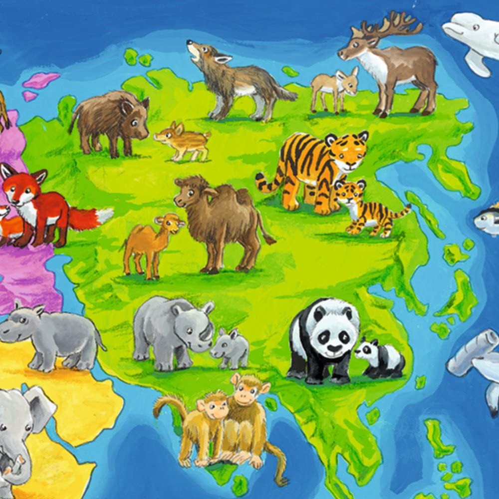 Ravensburger World Map With Animals Puzzle 30 Pieces 4Y+