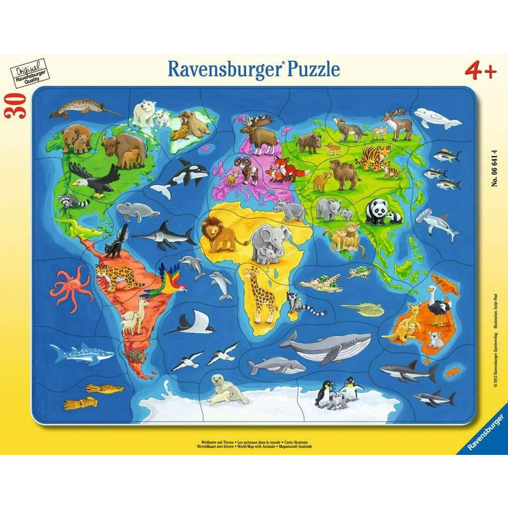 Ravensburger World Map With Animals Puzzle 30 Pieces 4Y+