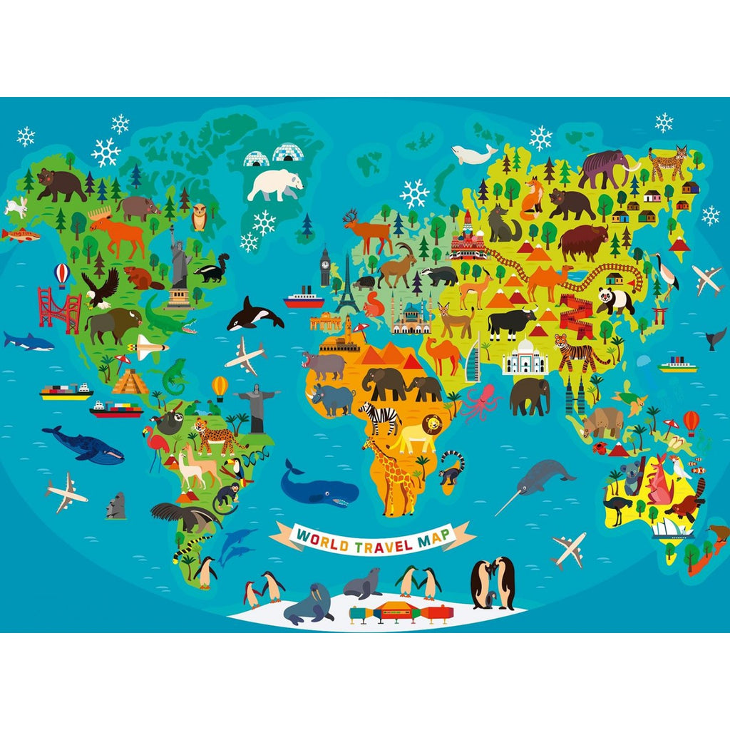 Ravensburger World Map for Animals XXL Jigsaw Puzzle 150 Pieces Age- 7 Years & Above