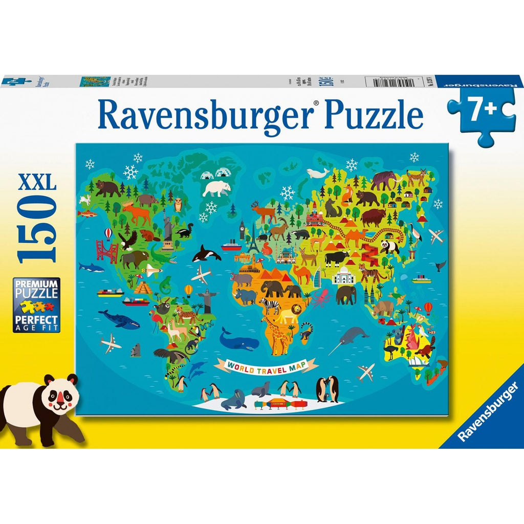 Ravensburger World Map for Animals XXL Jigsaw Puzzle 150 Pieces Age- 7 Years & Above